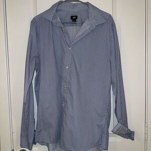 H&M Men's Navy Pinstripe Button-Down Shirt